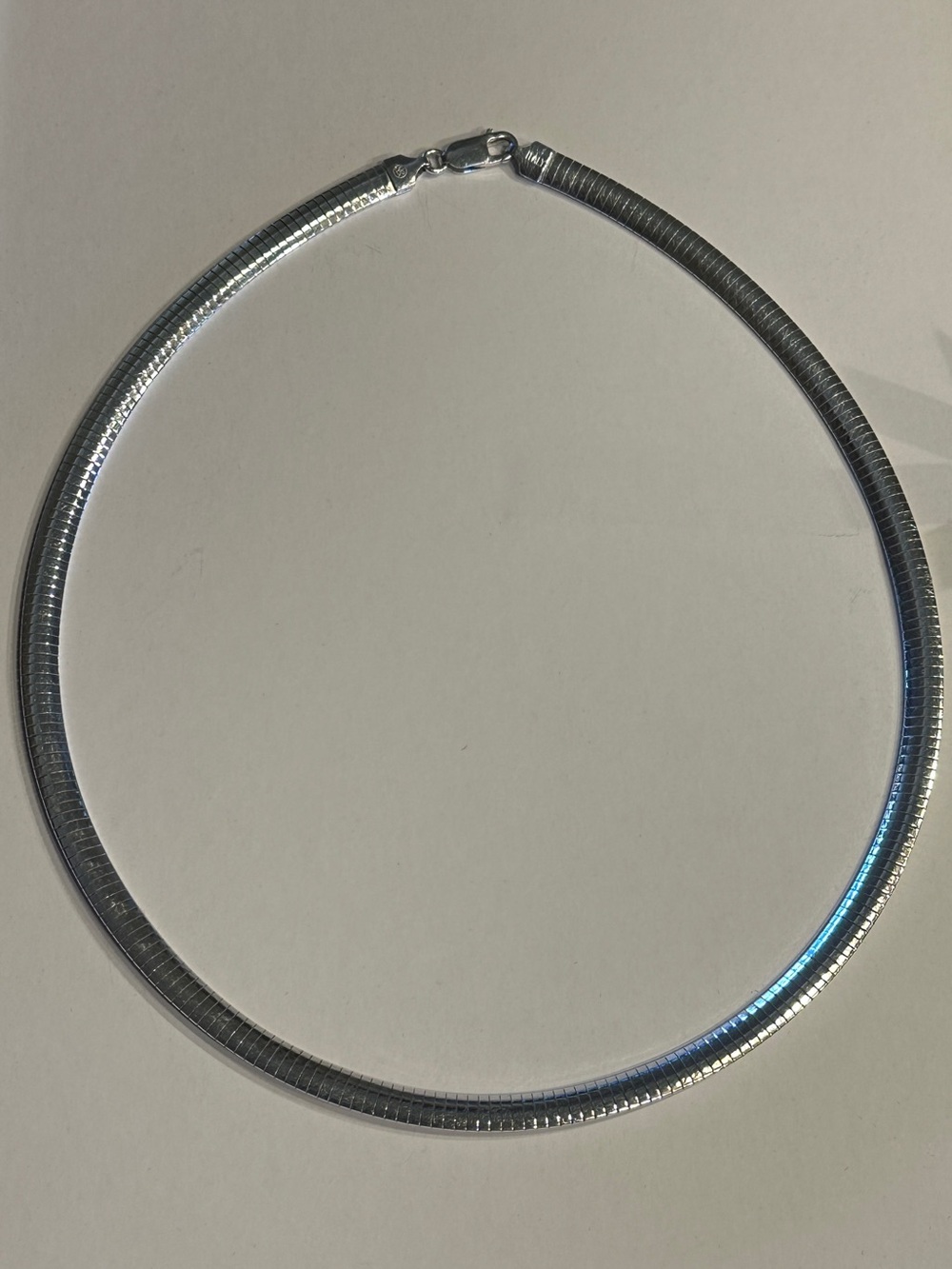 Solid 925 Sterling Silver Women's Domed Italian Omega Chain Necklace 18” 6MM